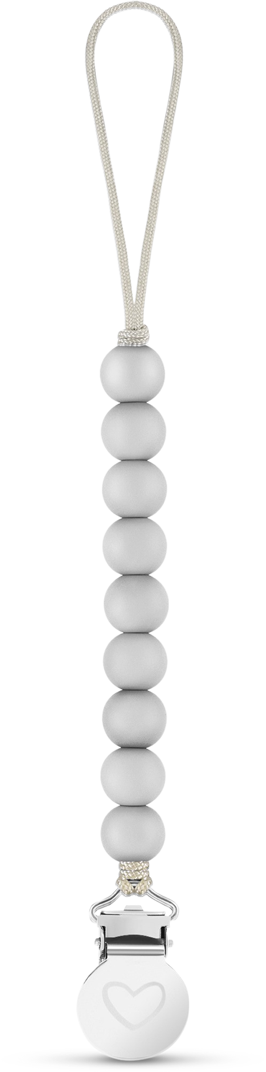 Lulababe Pacifier Clip: Dove Grey