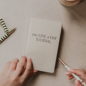 Tan One Line A Day Fabric Journal