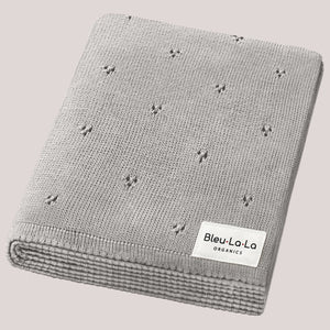 100% Organic Cotton Pointelle Swaddle Receiving Baby Blanket: Dove Grey
