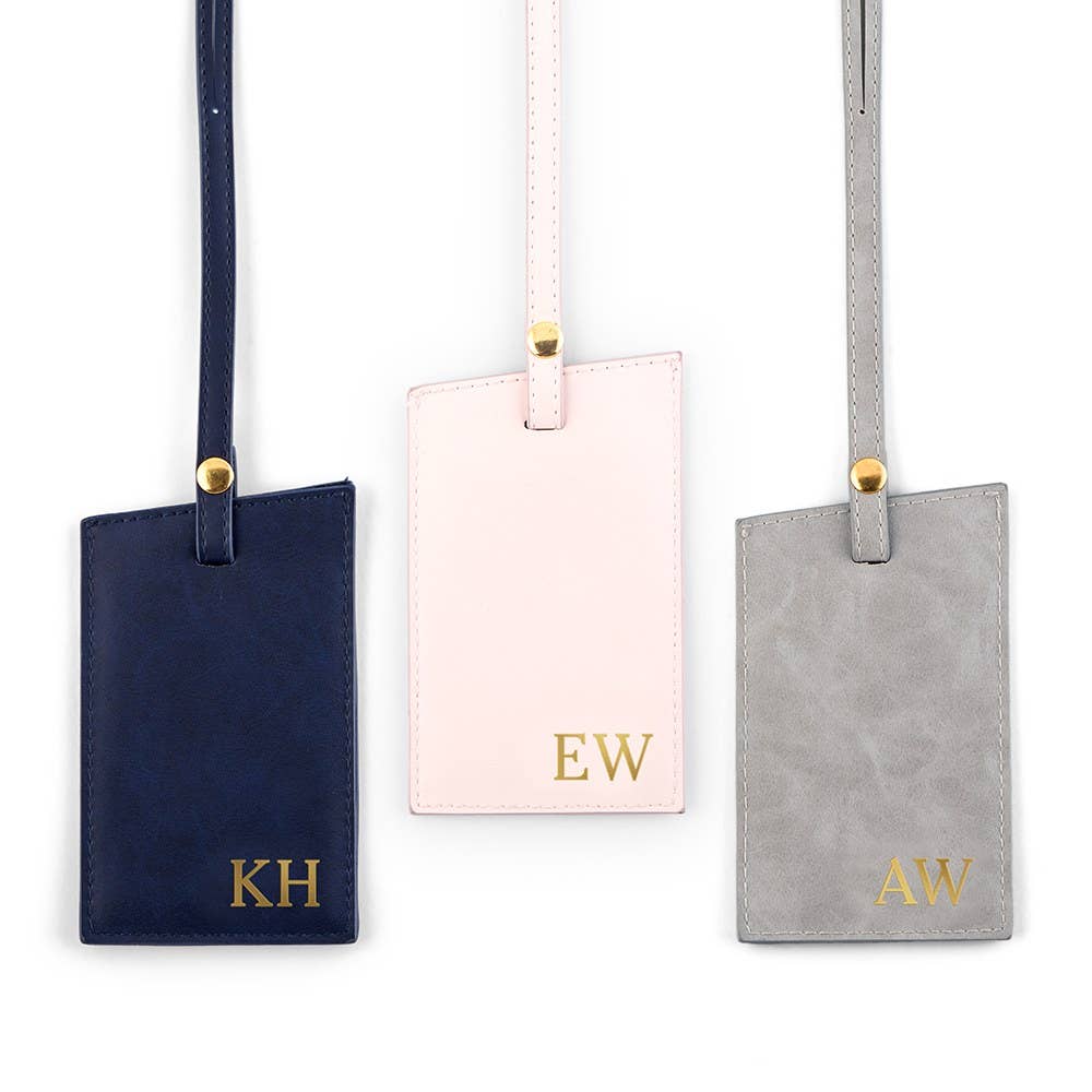 Faux Leather Luggage Tag: Navy