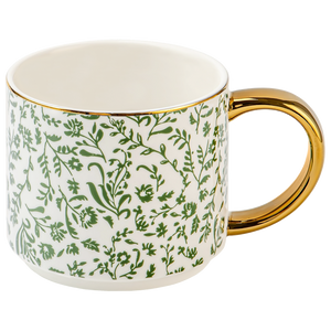 Green Floral Coffee Mug