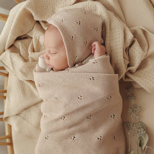100% Organic Cotton Pointelle Swaddle Receiving Baby Blanket: Dove Grey