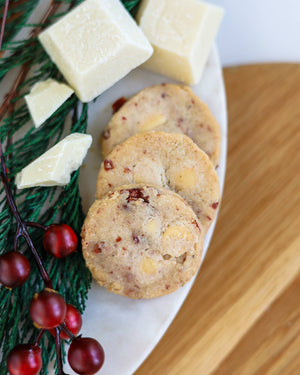 White Chocolate Cranberry Shortbread: 160 g - ARRIVING SOON!