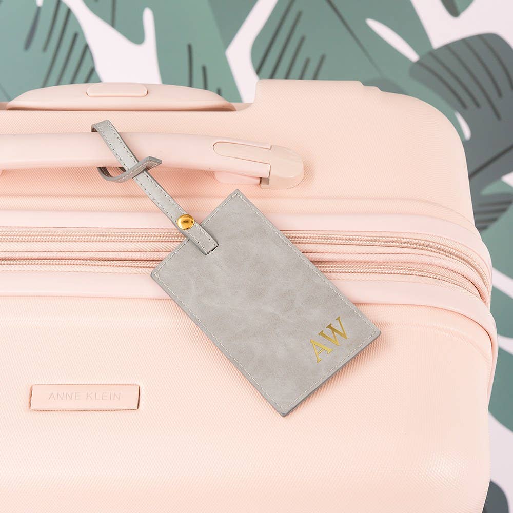 Faux Leather Luggage Tag: Pink