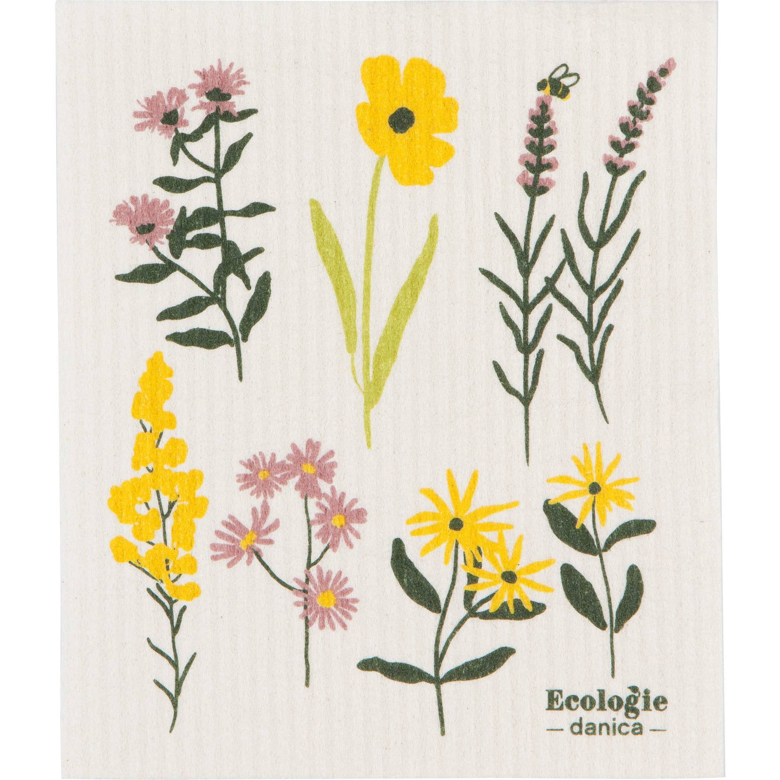 Gardening tools and plant identification cards on a green background