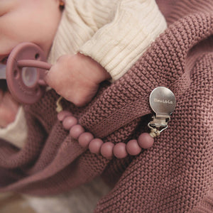Lulababe Pacifier Clip: Dove Grey