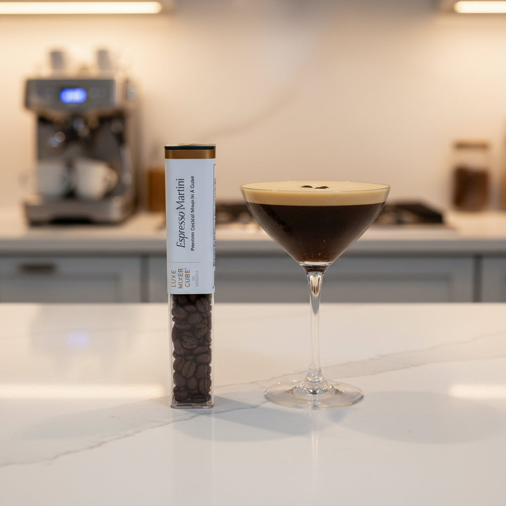 Packaged espresso martini on a white background