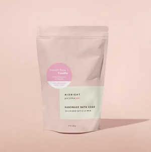 Handmade bath soap package on a pink background