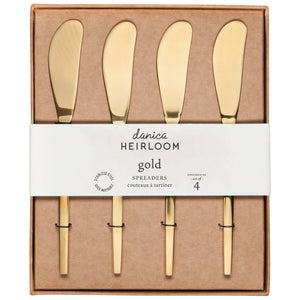 Set of four gold spreaders in a 'danica Heirloom' packaging