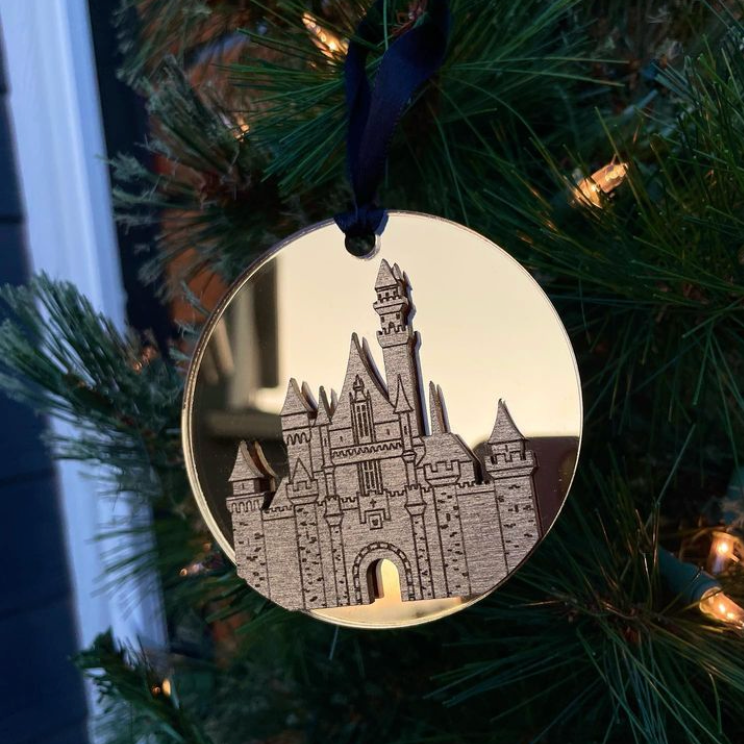 Handmade_Disney_Castle_Mirror_Acrylic_Ornament_gold_Disney_Willows_box