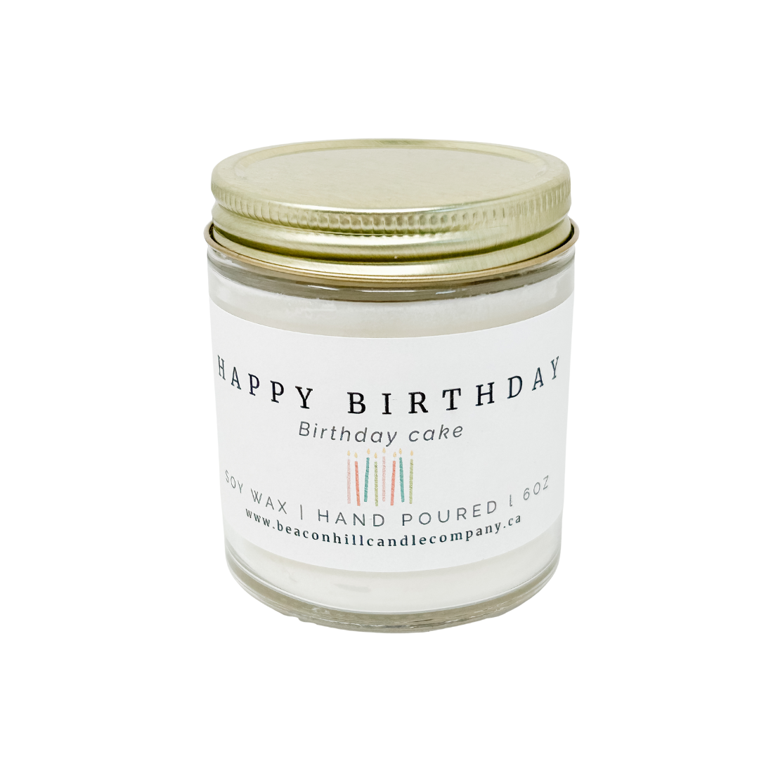 Happy Birthday gift set with candle, colorful chocolate bar and Sugarfina Cookie Dough Chocolate.