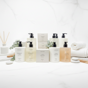 Collection of skincare products on a white background