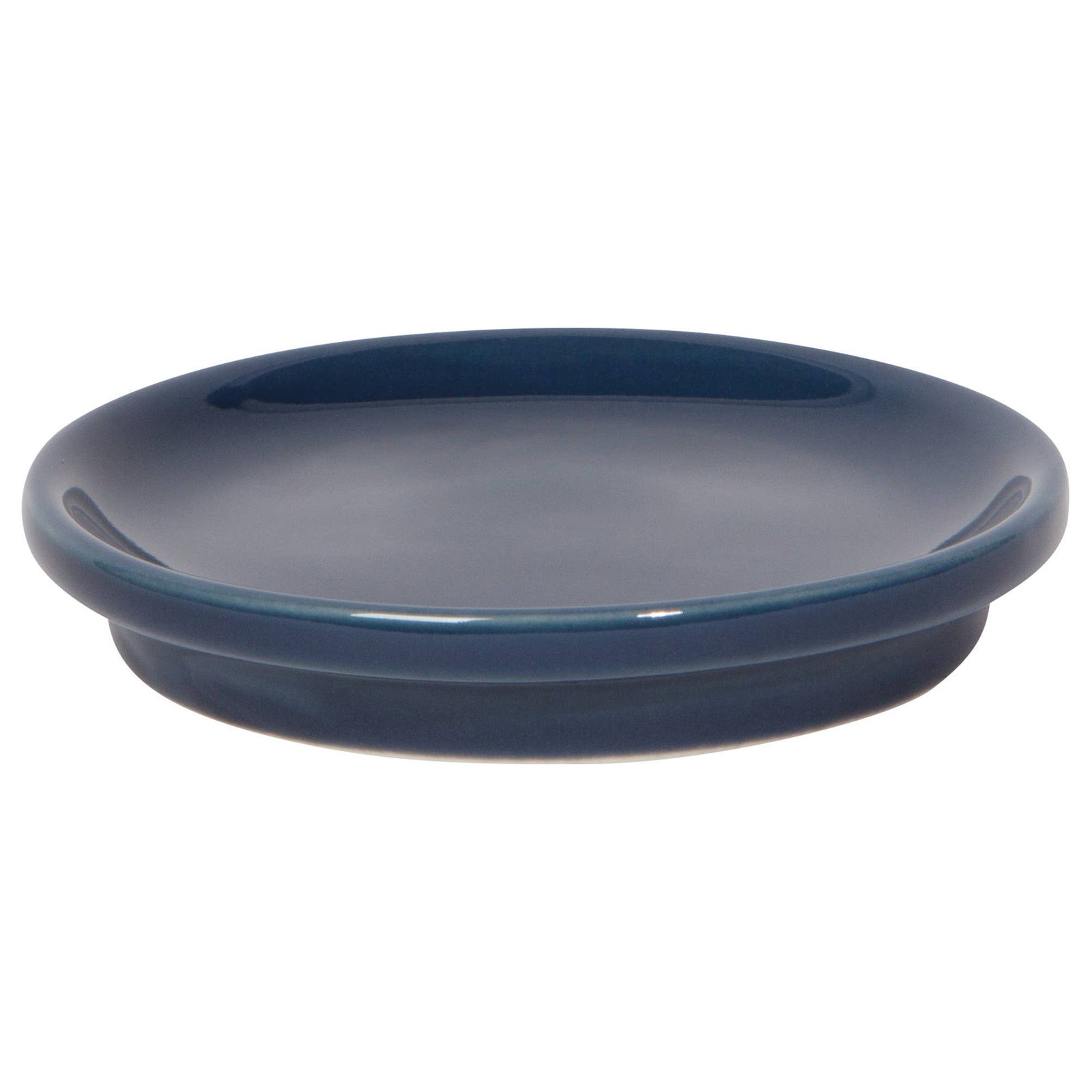 Navy blue mug with a matching lid on a white background