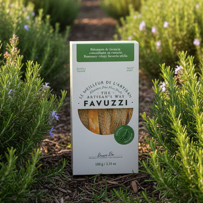 Favuzzi focaccina packaging on a white background