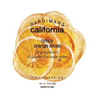 Dardimans California crispy orange slices packaging on a white background