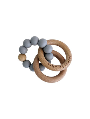 Rattle Teething Rings: Light Grey