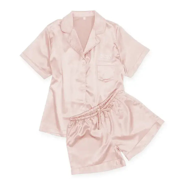 Women's Satin Pajama Sleepwear Set Blush Pink Medium - The Willows Box ...