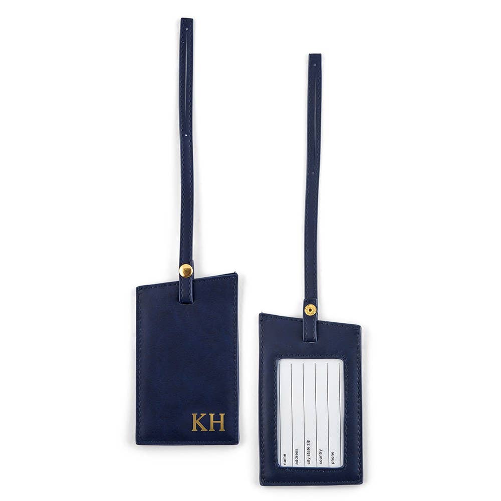 Faux Leather Luggage Tag: Navy