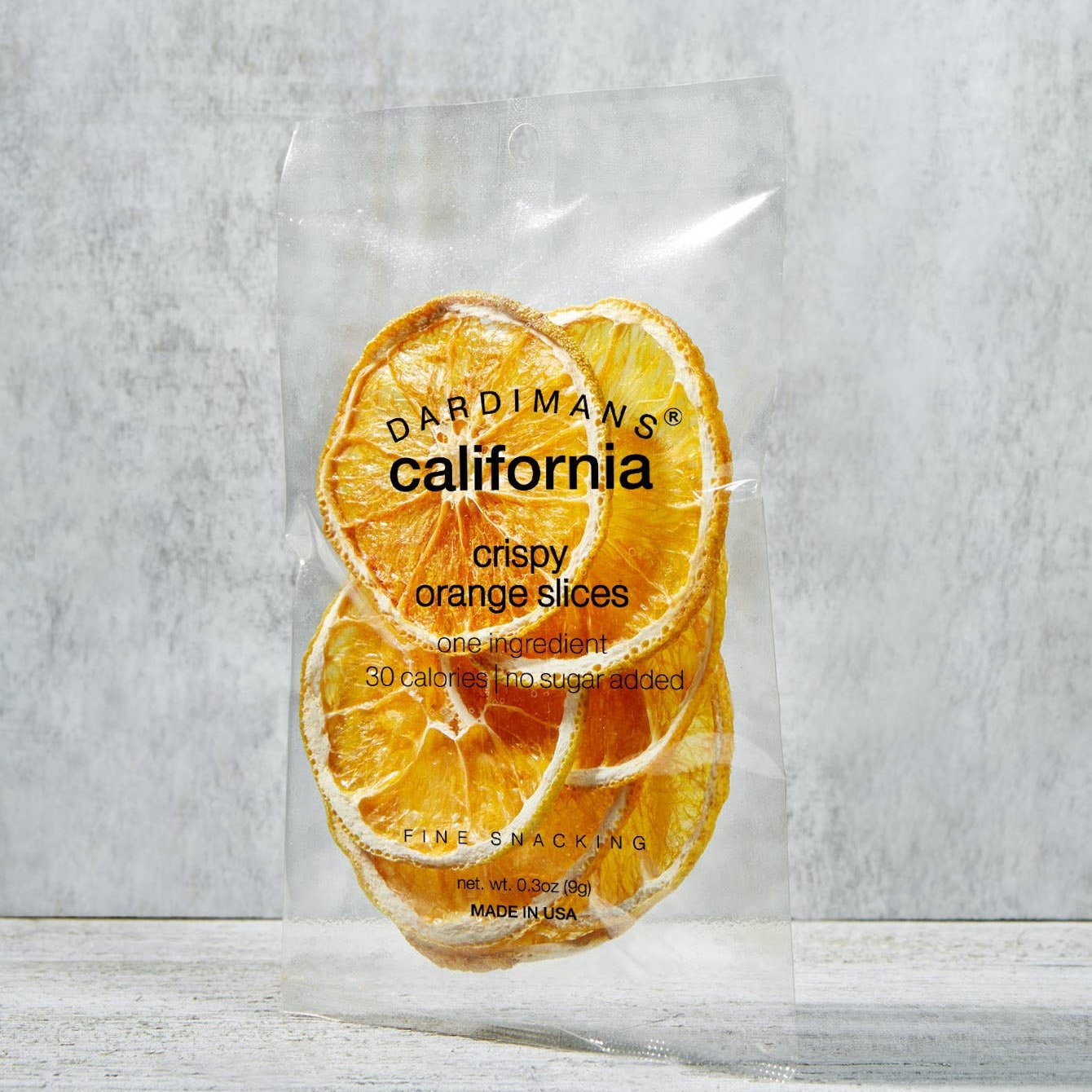 Dardimans California crispy orange slices packaging on a white background