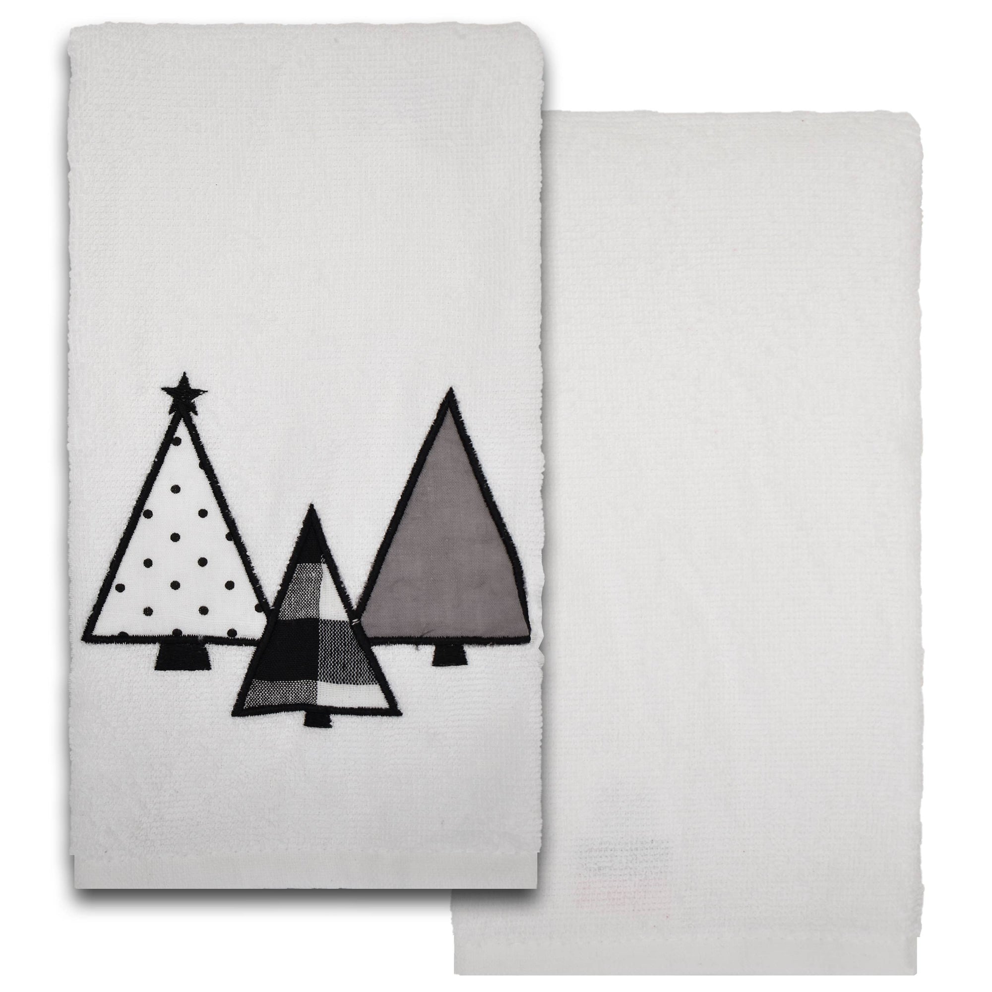 Holiday-Hand-Towels-Set-Of-2-Trees-White-24x16-Fabstyles-Willows-Box