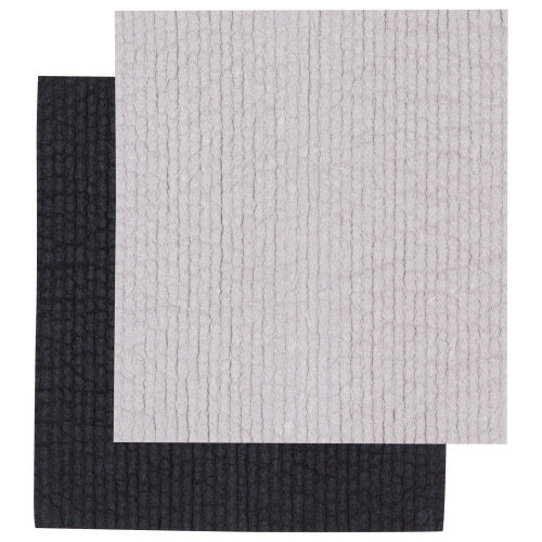 Swedish Dish Cloth- Pebble Grey and Black/ Set of 2